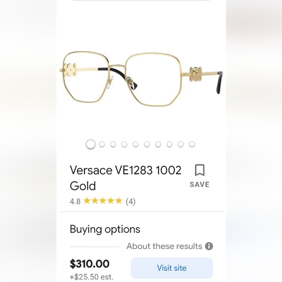 NWT RX-ABLE VERSACE EYEGLASS FRAMES 1283 GOLD UNISEX - Picture 6 of 9